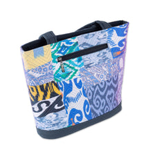 Load image into Gallery viewer, Blue-Toned Patchwork Ikat Tote Bag Crafted in Uzbekistan - Blue Traditions | NOVICA
