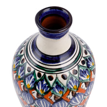 Load image into Gallery viewer, Hand-Painted Royal Blue Glazed Ceramic Vase from Uzbekistan - Royal Blue Luxury | NOVICA
