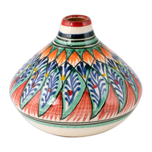 Load image into Gallery viewer, Glazed Ceramic Vase with Hand-Painted Motifs from Uzbekistan - Uzbek Delight | NOVICA

