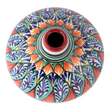 Load image into Gallery viewer, Glazed Ceramic Vase with Hand-Painted Motifs from Uzbekistan - Uzbek Delight | NOVICA
