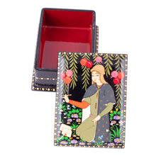 Load image into Gallery viewer, Handmade Lacquered Walnut Wood Jewelry Box with Poet Scene - Memories from the Poet | NOVICA
