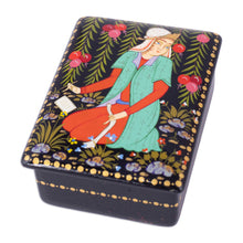 Load image into Gallery viewer, Lacquered Walnut Wood Jewelry Box with Maiden Scene - Memories from the Maiden | NOVICA
