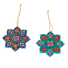 Load image into Gallery viewer, 2 Lacquered Wood Star Ornaments Hand-Crafted in Uzbekistan - Stunning Stars | NOVICA
