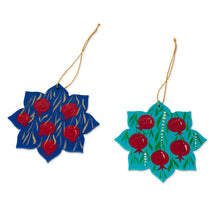 Load image into Gallery viewer, 2 Lacquered Wood Star Ornaments Hand-Crafted in Uzbekistan - Stunning Stars | NOVICA
