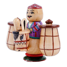 Load image into Gallery viewer, Painted Traditional Wood Figurine of Tajik Merchant &amp; Donkey - Tajik Vendor | NOVICA
