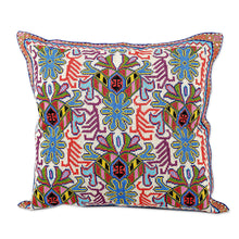 Load image into Gallery viewer, Cross Stitch Floral Cushion Cover from Uzbekistan - Garden Symphony | NOVICA
