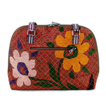 Load image into Gallery viewer, Floral-Themed Suzani Embroidered Cotton and Silk Bowling Bag - Colorful Garden | NOVICA
