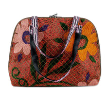 Load image into Gallery viewer, Floral-Themed Suzani Embroidered Cotton and Silk Bowling Bag - Colorful Garden | NOVICA
