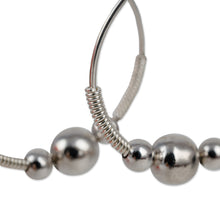 Load image into Gallery viewer, Modern Sterling Silver Hoop Earrings in a High Polish Finish - Mysterious Cosmos | NOVICA
