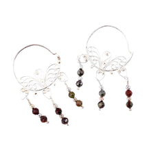 Load image into Gallery viewer, Polished Classic Natural Jasper Hoop Chandelier Earrings - Powerful Nymph | NOVICA
