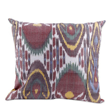 Load image into Gallery viewer, Classic Embroidered Silk Blend Cushion Cover in Bright Hues - Enchanting Union | NOVICA
