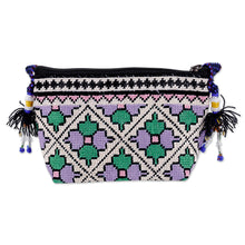 Load image into Gallery viewer, Iroki Embroidered Floral Sling in Purple and Green Hues - Desert Flower | NOVICA
