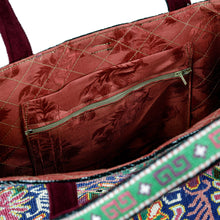 Load image into Gallery viewer, Tote Bag with Floral Iroki Hand Embroidery from Uzbekistan - Alluring Flora | NOVICA
