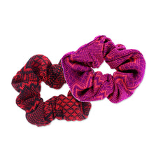 Load image into Gallery viewer, Set of 2 Embroidered Cotton Hair Scrunchies (Assorted) - Daily Style | NOVICA
