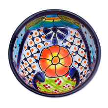 Load image into Gallery viewer, Hand-Painted Mexican Talavera Style Ceramic snack Bowl - Blooming Talavera | NOVICA
