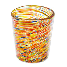 Load image into Gallery viewer, Eco-Friendly Handblown Multicolor Juice Glasses (Pair) - Rainbow Centrifuge | NOVICA
