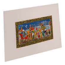 Load image into Gallery viewer, Miniature Painting Style Watercolor of Caravan of Merchants - Miniature Caravan II | NOVICA
