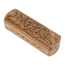 Load image into Gallery viewer, Hand-Carved Rectangle Floral Walnut Wood Puzzle Box - Rectangle Paradise | NOVICA
