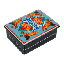 Load image into Gallery viewer, Lacquered Hand-Painted Floral Leaf Papier Mache Jewelry Box - Colorful Flowers | NOVICA
