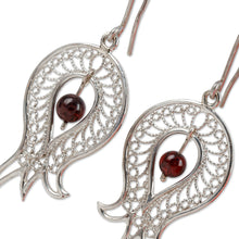Load image into Gallery viewer, Polished Pomegranate-Shaped Garnet Filigree Dangle Earrings - Passion at the Forest | NOVICA
