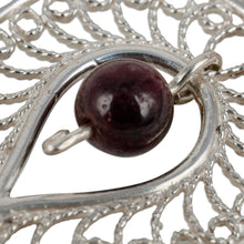 Load image into Gallery viewer, Garnet Sterling Silver Filigree Pomegranate Pendant Necklace - Passion at the Forest | NOVICA
