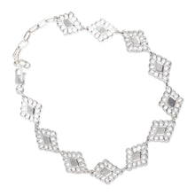 Load image into Gallery viewer, Floral &amp; Geometric-Themed Openwork 925 Silver Link Bracelet - Floral Geometry | NOVICA
