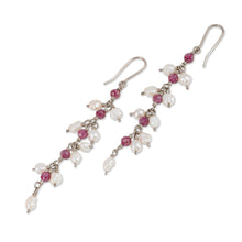 Load image into Gallery viewer, Natural Spinel and Cream Pearl Beaded Dangle Earrings - True Heaven | NOVICA
