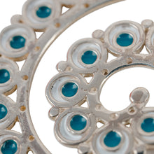 Load image into Gallery viewer, Peacock-Inspired Teal Sterling Silver Half-Hoop Earrings - Uzbekistan&#39;s Nimbus | NOVICA
