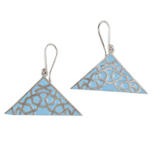 Load image into Gallery viewer, Modern Hand-Painted Sterling Silver Triangle Dangle Earrings - Modern Triangle | NOVICA
