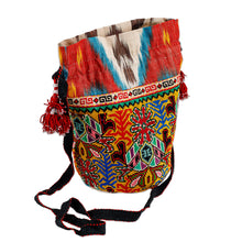 Load image into Gallery viewer, Iroqi Embroidered Silk Drawstring Sling with Tassels - Fantasy Spirit | NOVICA
