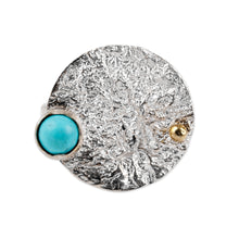 Load image into Gallery viewer, Textured and Polished Round Recon Turquoise Cocktail Ring - Islands of Hope | NOVICA
