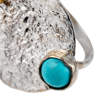 Load image into Gallery viewer, Textured and Polished Round Recon Turquoise Cocktail Ring - Islands of Hope | NOVICA
