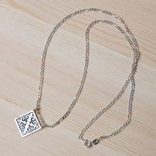 Load image into Gallery viewer, Polished Traditional Square Sterling Silver Pendant Necklace - Palatial Fragments | NOVICA
