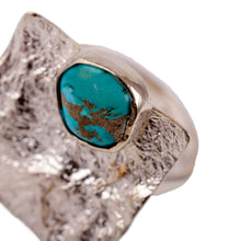 Load image into Gallery viewer, Modern Textured Square Reconstituted Turquoise Cocktail Ring - Dimensions of Hope | NOVICA
