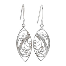 Load image into Gallery viewer, High-Polished Oval Sterling Silver Filigree Dangle Earrings - Fairy Essence | NOVICA
