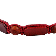 Load image into Gallery viewer, Red Jasper and Wood Beaded Macrame Bracelet - Fire Energies | NOVICA
