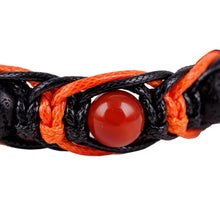 Load image into Gallery viewer, Orange and Black Nylon Macrame Bracelet with Carnelian Gems - Oranges Calls | NOVICA
