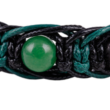 Load image into Gallery viewer, Green and Black Nylon Macrame Bracelet with Jade Jewels - Green Calls | NOVICA

