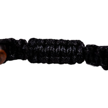 Load image into Gallery viewer, Multi-Gemstone Black Waxed Nylon Macrame Bracelet - Weaving Courage | NOVICA
