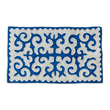 Load image into Gallery viewer, Handmade Classic Blue and White Shyrdak Wool Area Rug (2x4) - Classic Magic | NOVICA
