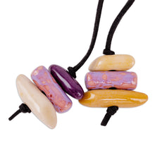 Load image into Gallery viewer, Handcrafted Vibrant Ceramic Choker Pendant Necklace - Swirling Gaze | NOVICA
