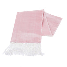 Load image into Gallery viewer, Handwoven Soft Pink 100% Silk Scarf with Fringes - The Pink Dame | NOVICA
