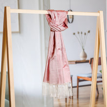 Load image into Gallery viewer, Handwoven Soft Pink 100% Silk Scarf with Fringes - The Pink Dame | NOVICA
