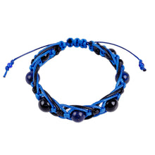 Load image into Gallery viewer, Agate &amp; Lapis Lazuli Beaded Macrame Shambhala-Style Bracelet - Shambhala Style | NOVICA

