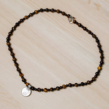 Load image into Gallery viewer, Cultural Tiger&#39;s Eye and Garnet Choker Pendant Necklace - Precious History | NOVICA
