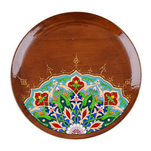 Load image into Gallery viewer, Lacquered Peacock-Inspired Round Walnut Wood Wall Art - &#39;Peacock&#39;s Essence | NOVICA
