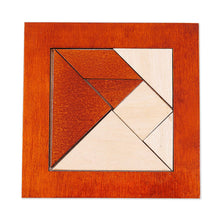 Load image into Gallery viewer, Walnut Wood Tangram Puzzle Handcrafted in Uzbekistan - Brain Riddle | NOVICA
