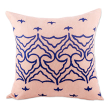 Load image into Gallery viewer, Traditional Suzani Embroidered Cotton Blend Cushion Cover - Flying Birds | NOVICA
