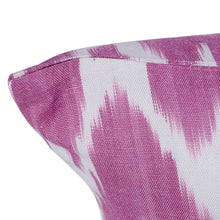 Load image into Gallery viewer, Classic Ikat Patterned Pink and White Cotton Cushion Cover - Pink Tradition | NOVICA
