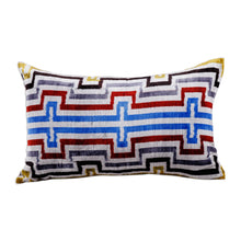 Load image into Gallery viewer, Handcrafted Geometric Patterned Bakhmal Silk Cushion Cover - Geometric Manor | NOVICA
